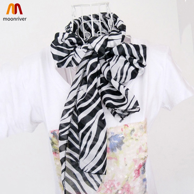 Khăn choàng nữ, vải chiffon, dài, in sọc ngựa vằn, thời trang
 | BigBuy360 - bigbuy360.vn