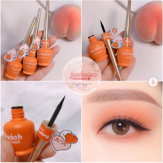 🌈🍑🍓 Bút Kẻ Mắt Nước Trái Đào Kiss Beauty Peach Eyeliner Siêu Dễ Kẻ, Bền Màu, Không Thấm Nước - Y305 | BigBuy360 - bigbuy360.vn