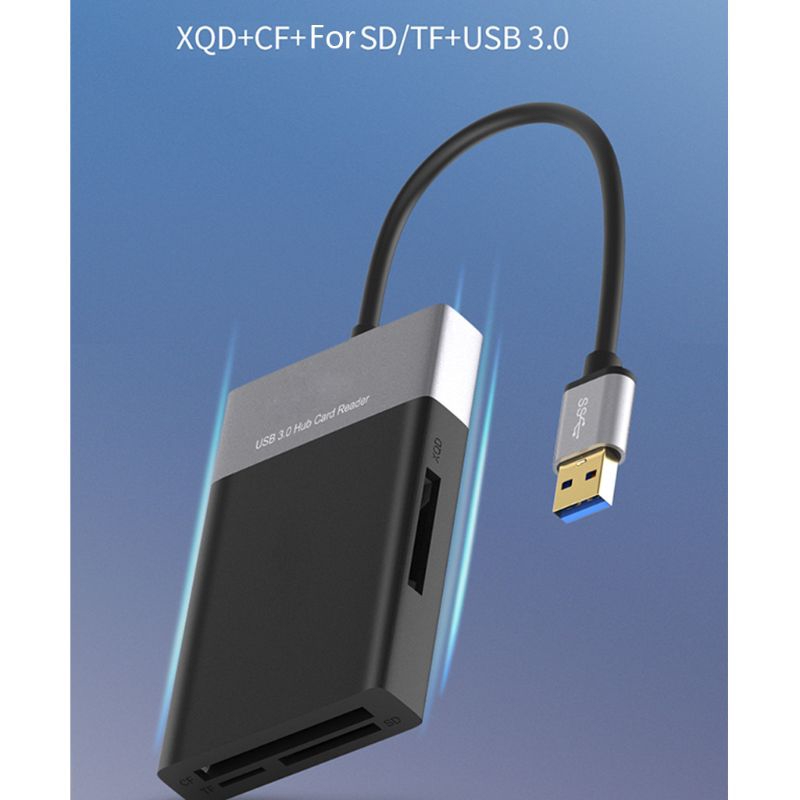 Pc 6 In 1 High Speed Usb 3.0 2 Port Hub Adapter To Xqd / Cf / For Sd / Tf