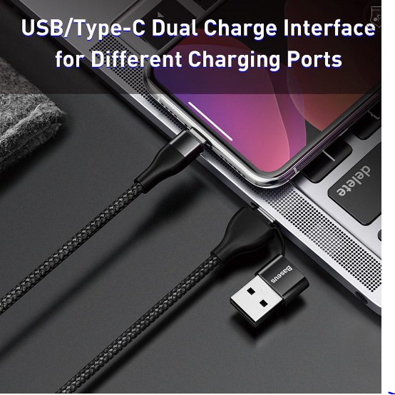 Dây Cáp sạc nhanh Baseus 2 in 1 Type-C to Lightning 18W +USB For iP 10W Data Cable For iPhone, iPad Chính Hãng