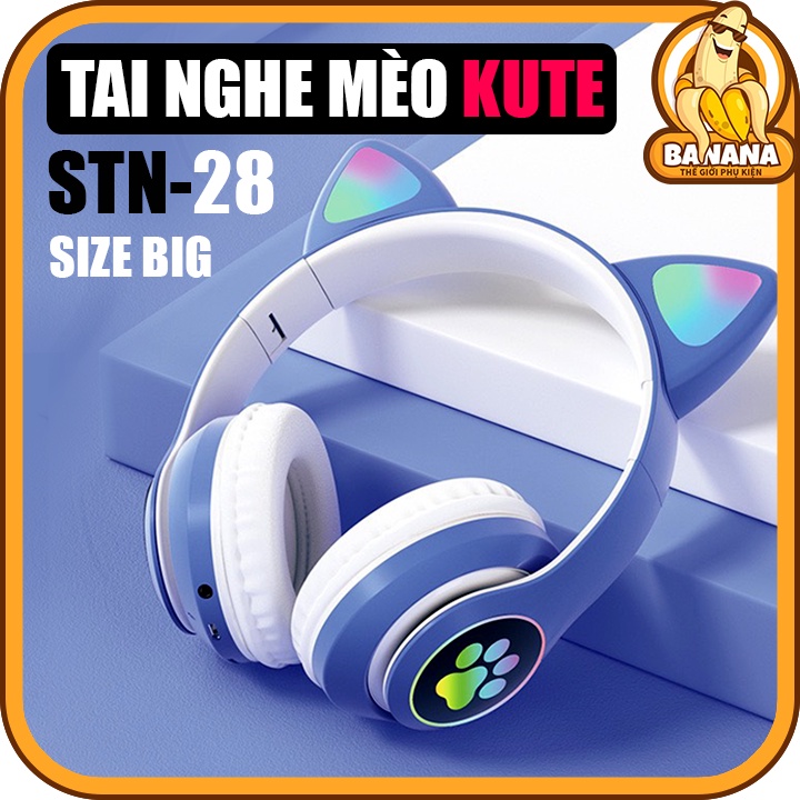 Tai Nghe Mèo Bluetooth P47M, STN-28, Tai Mèo Dễ Thương Có Mic, Âm Bass Mạnh Mẽ Nghe Nhạc Cực Hay Bảo Hành 1 Năm