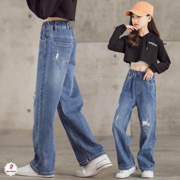 Quần bò rách bé gái 3 - 12 tuổi☑️ Quần áo bé 10 tuổi hà nội☑️ Thời trang bé gái mập 35kg, 40kg, 45kg