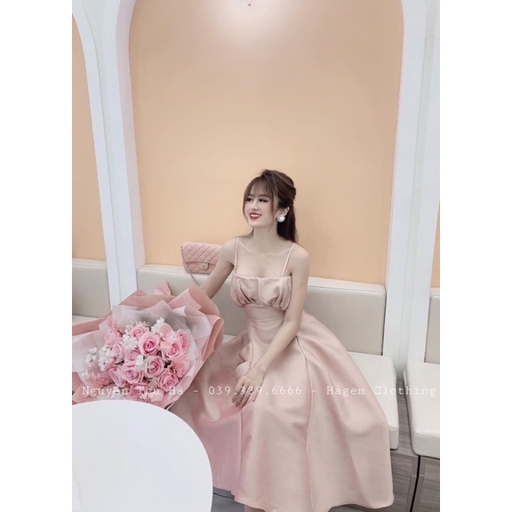 Váy tacfa 2 dây nhún bồng ngực siêu hach dáng