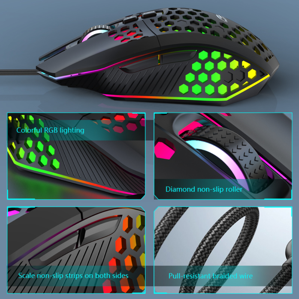 【Ready Stock】 X801 7 Buttons USB Wired Hollow Mouse 6 Speed 8000 DPI Adjustable Lighting Gaming Mouse For Computer PC Laptop 【queen2019】