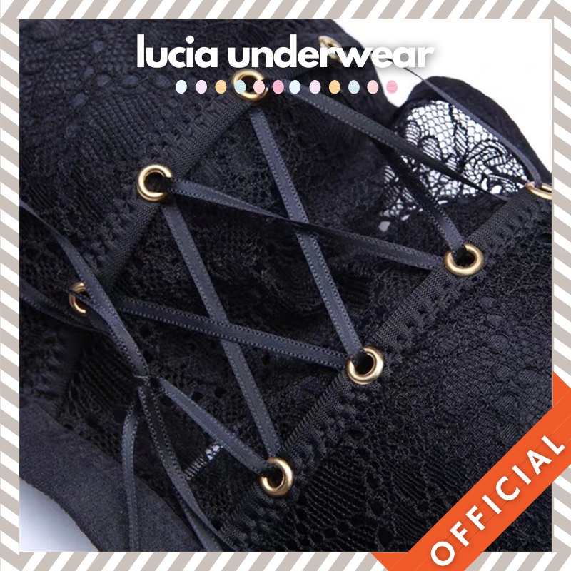 Áo lót nữ không dây chống tụt vải ren lót su thông hơi buộc dây trước LUCIA A17