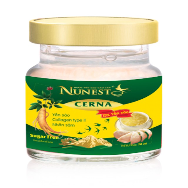 Lốc yến sào cao cấp nhân sâm collagen không đường Nunest Cerna (6 lọ x 70ml)