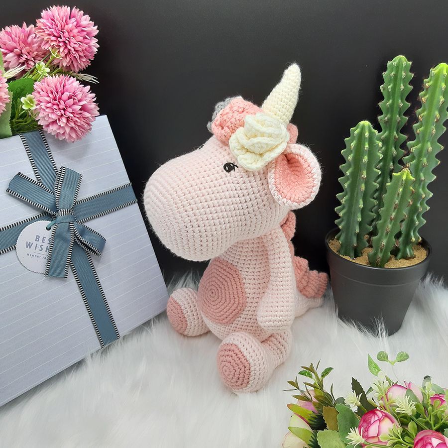 Gấu bông móc len Amigurumi cao cấp Amiu Việt Nam - Rồng một sừng đồ chơi nhồi bông handmade cho bé - SP000055