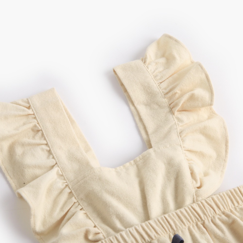 Bộ Áo Liền Quần Sanlutoz Bằng Chất Liệu Cotton Màu Be Dành Cho Bé Gái