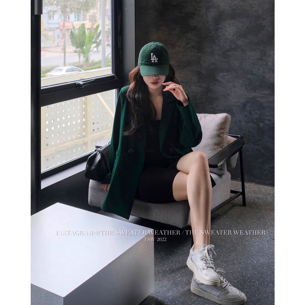 Áo khoác blazer xanh lá hottrend, áo vest dài tay, ngắn tay chất tuyết mưa dày dặn freesize | BigBuy360 - bigbuy360.vn
