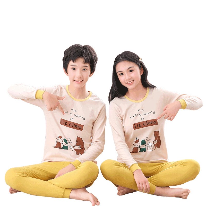 Bộ đồ ngủ dài in hình hoạt hình dễ thương cho bé