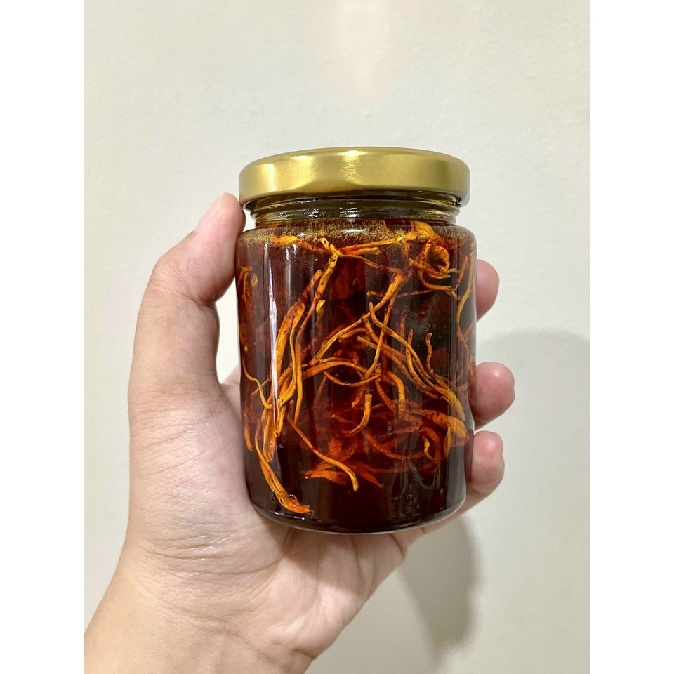 Hũ tròn 200ml, hũ thủy tinh tròn nắp thiếc đựng gia vị, đựng đông trùng hạ thảo, mật ong
