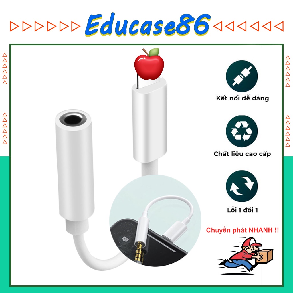 Jack chuyển đổi 1 cổng IP sang 3.5mm, IP 7/8/7plus/8plus/x/xs/11/11promax/12/12promax/13/13Promax Educase86