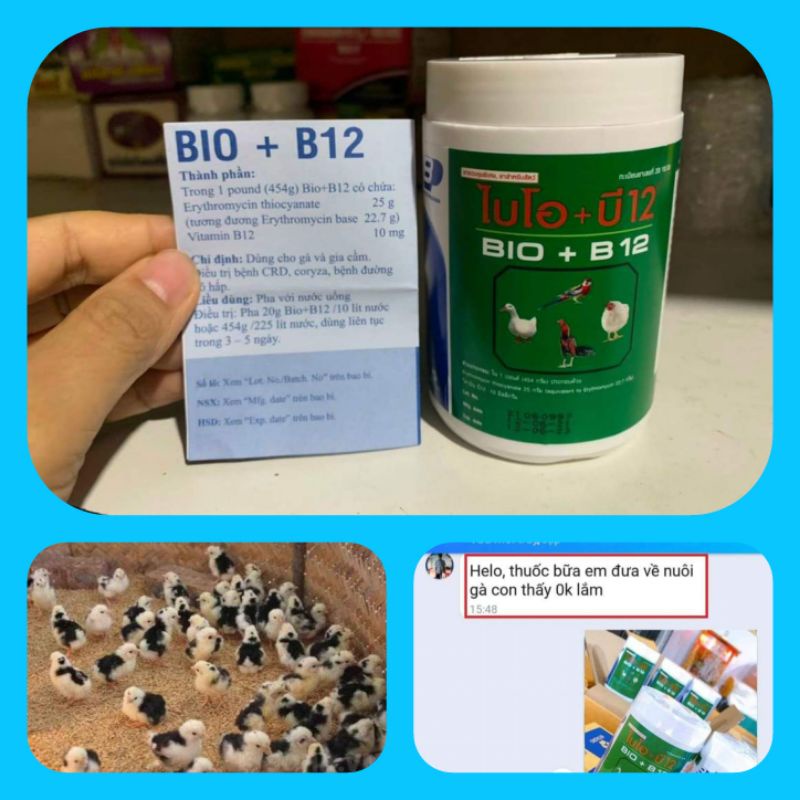 BIO + B12 (120gram ) -- úm cho gà con và phòng bệnh gà lớn -- chim cảnh