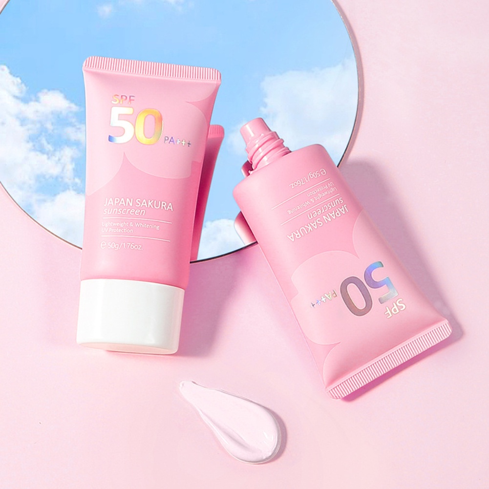 LAIKOU Kem Chống Nắng Sakura Kem Bảo Vệ Chống Nắng Cho Mặt Kem Dưỡng Da Cách Ly Dạng Gel Spf50 Kem Dưỡng Ẩm Làm Sáng Da Mặt Tẩy Trắng
