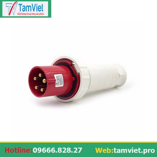 【Có hàng sẵn】 Phích cắm công nghiệp 3 pha 63A 4 chấu IP67