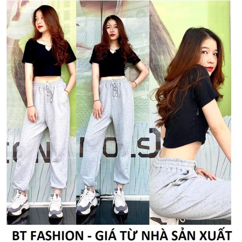 Quần Thể Thao Jogger / Áo Thun Ôm Cổ Tim - BT FASHION JU02