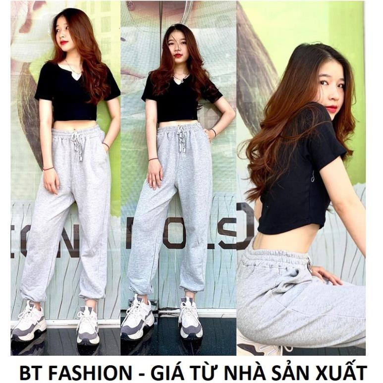 (Mua Lẻ hoặc Bộ) Quần Thể Thao Jogger / Áo Thun Ôm Cổ Tim - BT FASHION JU02