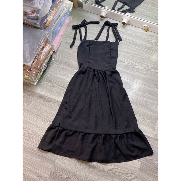Đầm dây maxi đũi ảnh thật