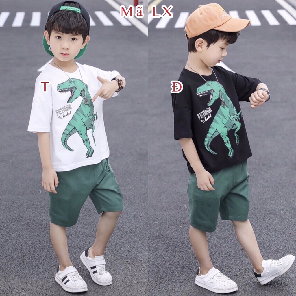 Set Bộ Bé Trai Cotton Hình In Khủng Long Hoạt Hình