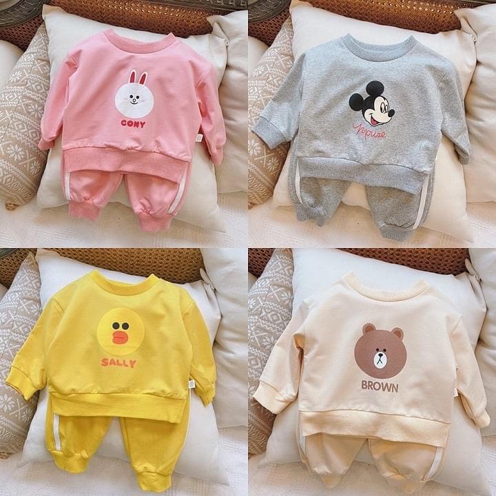 Bộ quần áo TĐ dài tay Hình Gấu BÉ GÁI BÉ TRAI sành điệu kiểu dáng hàn quốc đẹp HAKO BG11