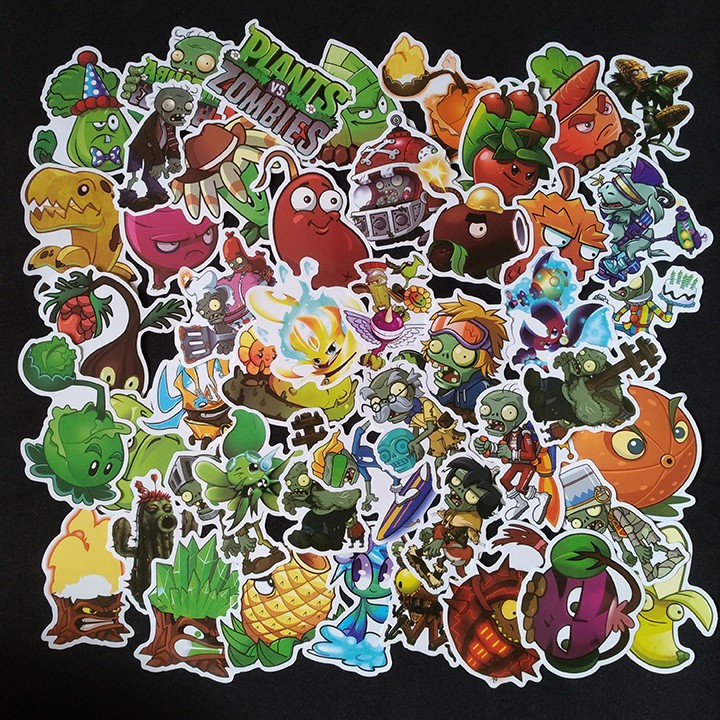 Bộ Sticker dán cao cấp chủ đề PLANTS VS ZOMBIES - Dùng dán Xe, dán mũ bảo hiểm, dán Laptop...