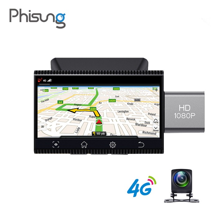 Camera hành trình thương hiệu Phisung, 4G, Wifi, 3 inch, dẫn đường Navitel, Google map: Mã K11
