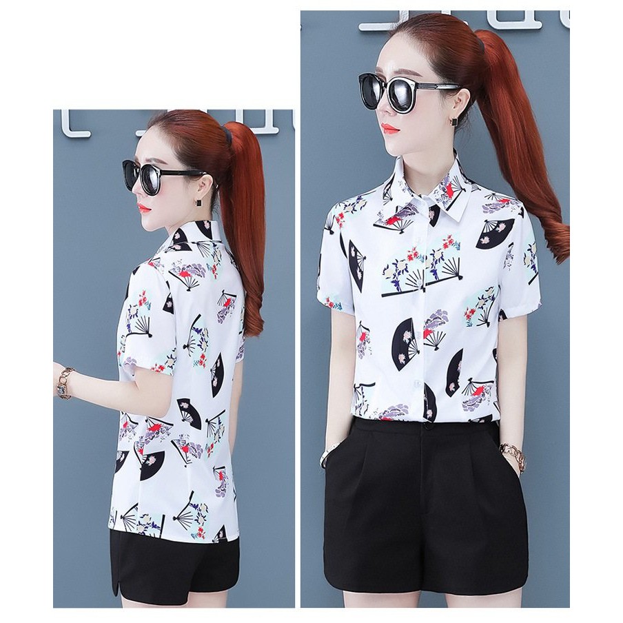 Áo Sơ Mi Ngắn Tay Họa Tiết Xinh Xắn, Lạ Mắt, vải đẹp mát, form rộng SM72