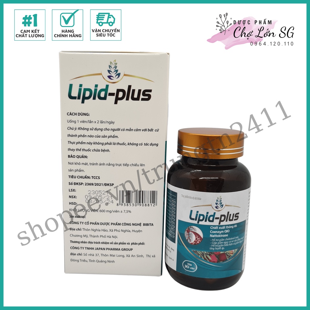 Viên uống giảm cholesterol LIPID PLUS giảm xơ vữa động mạch, giảm nguy cơ tăng huyết áp - Hộp 30 viên