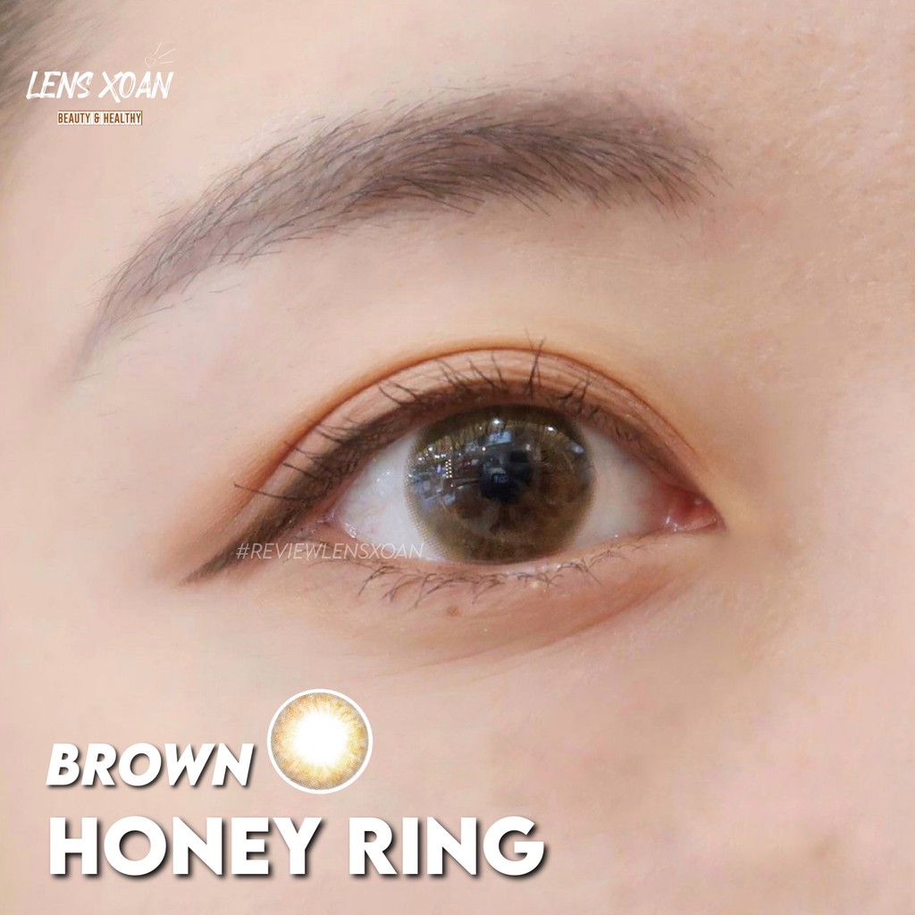 Áp tròng HONEY RING BROWN- OLENS ( LENS XOẮN): Lens nâu vàng trong sáng nhẹ