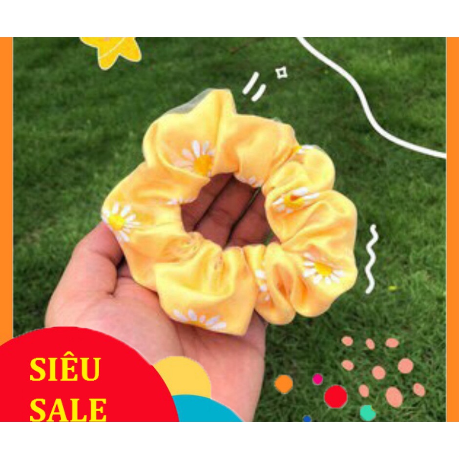 Dây buộc tóc Scrunchies họa tiết hoa cúc