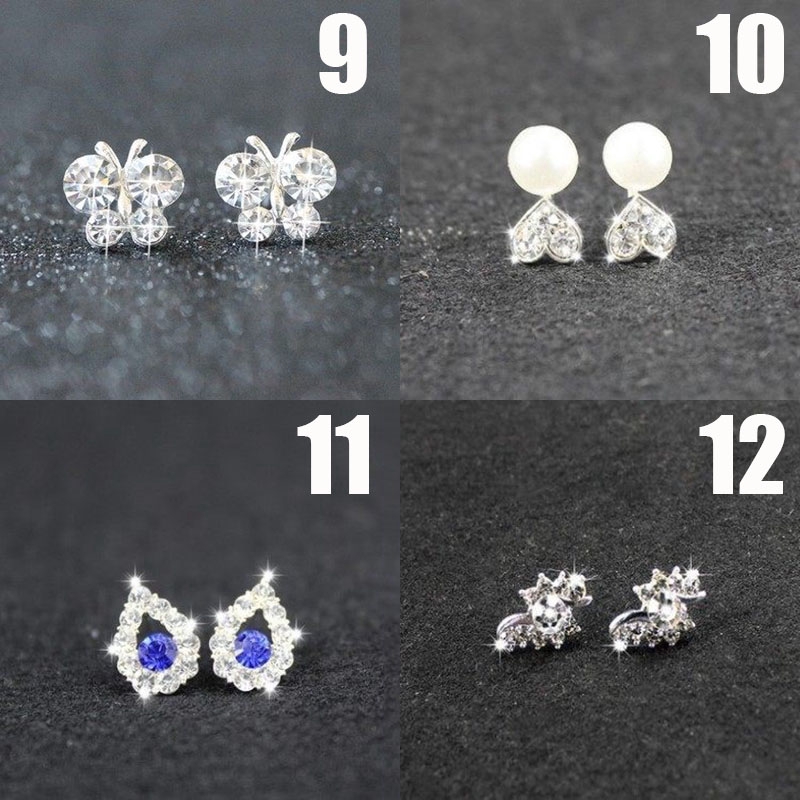 Bông tai mạ bạc đính đá thời trang dành cho nữ