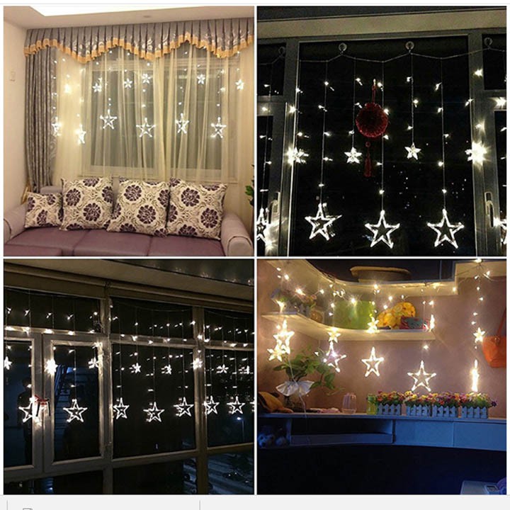 BỘ ĐÈN RÈM NGÔI SAO NHÁY DỪNG, CHỚP TẮT 138 LED