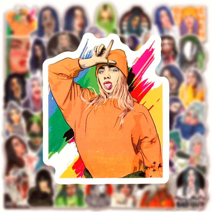 ❉ Billie Eilish Series 07 - Pop Singer Superstar Stickers ❉ 50Pcs/Set DIY Fashion Mixed Doodle Decals Stickers