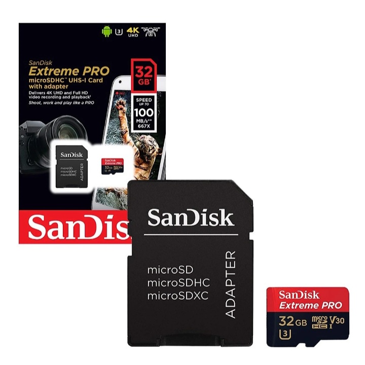 Thẻ nhớ MicroSD Sandisk 32G 64G Extreme Pro tốc độ cao 4K cho camera, flycam