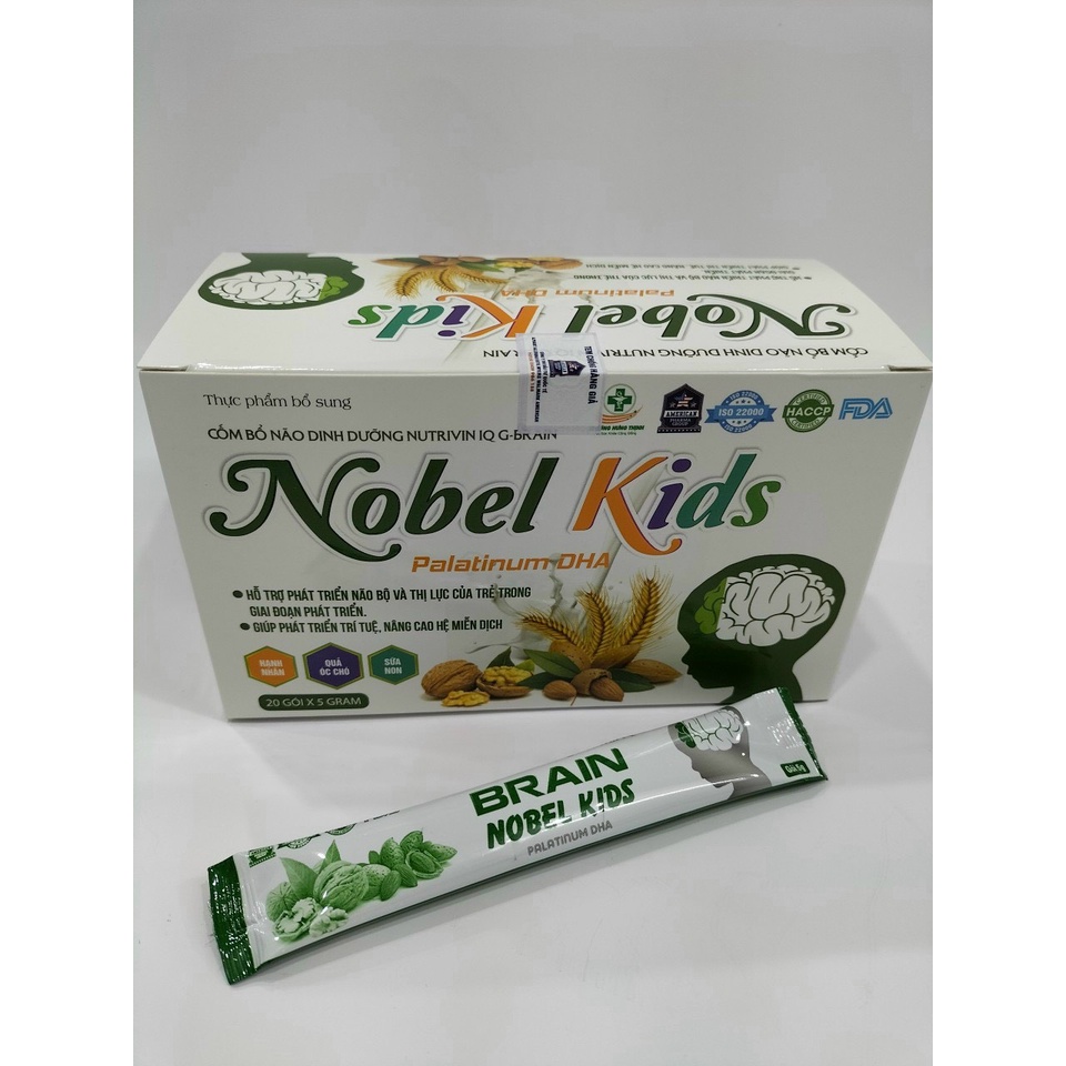 Nobel Kids Palatinum DHA-Cốm bổ não dinh dưỡng Nutrivin IQ G-Brain -H20 gói x 5g