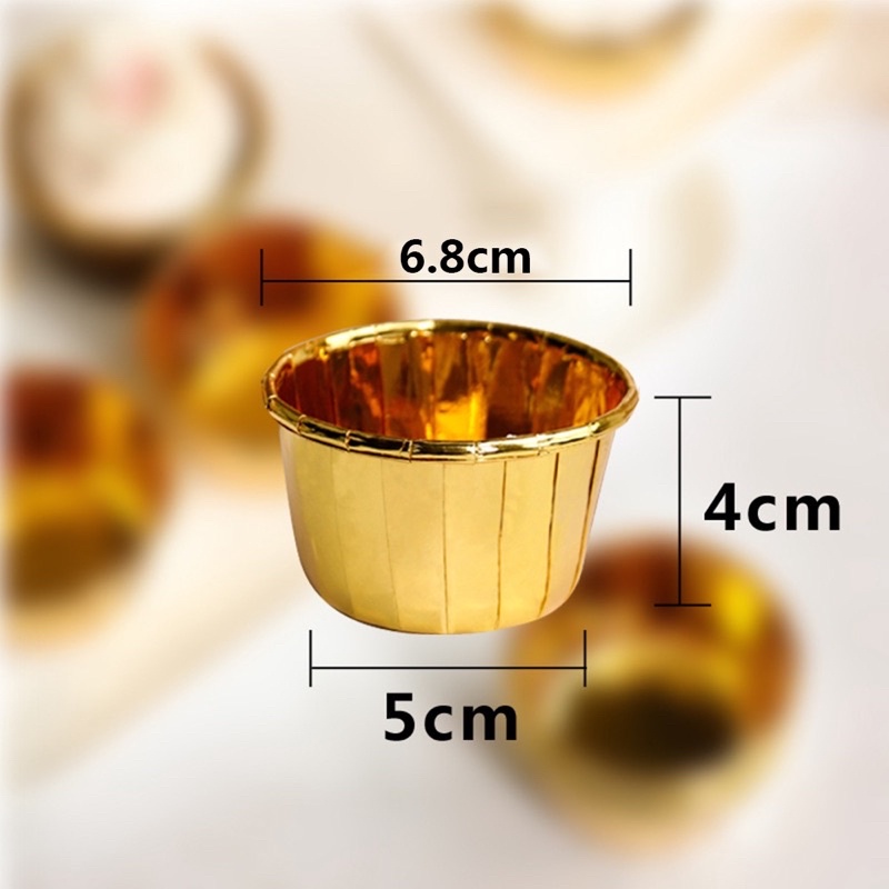 Set 50 Cupcake giấy màu vàng , màu bạc chịu nhiệt làm bánh