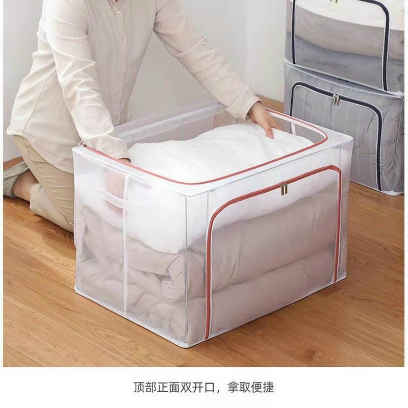 Hộp đựng đồ living box trong suôt khung sắt gập gọn 66L
