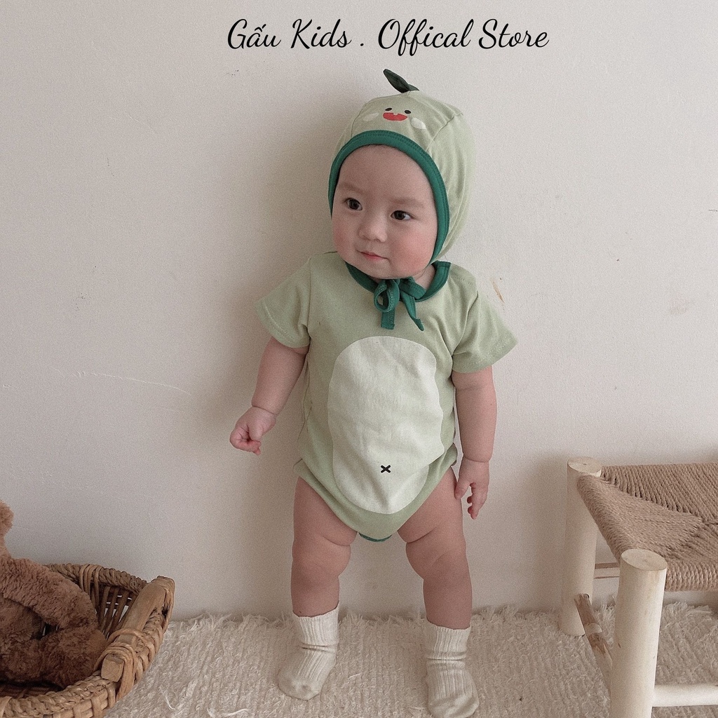 Body chip cho bé trai bé gái màu xanh đáng yêu chất cotton thấm hút mồ hôi size 3-12kg TE15