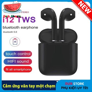 Tai nghe bluetooth nhét tai không dây cao cấp i12 TWS cảm biến vân tay một chạm chống ồn