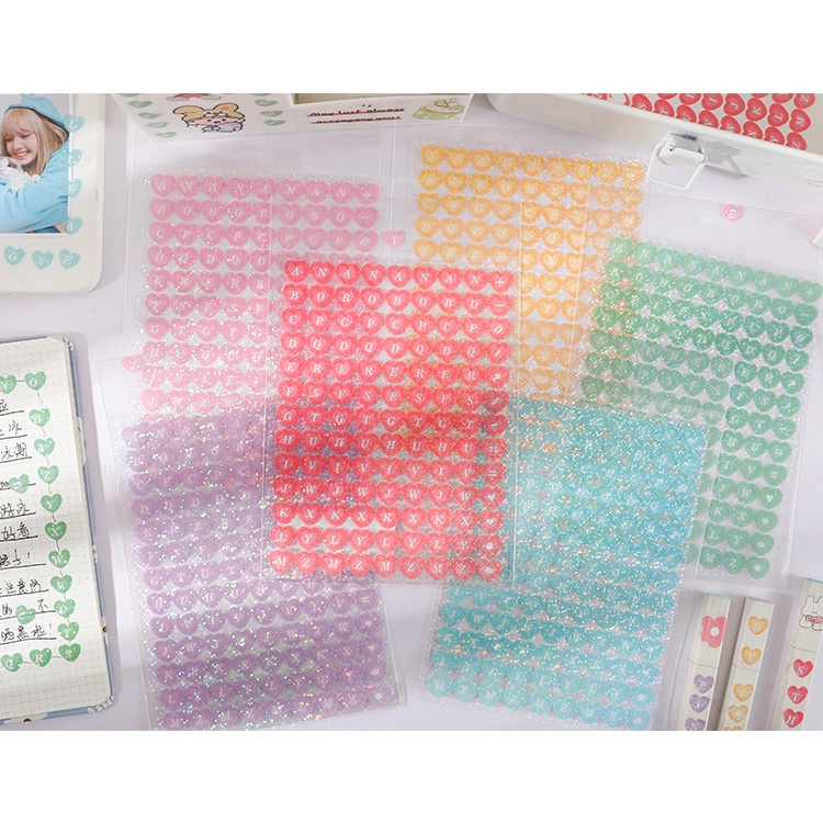 1 Nhãn Dán Chữ Cái Màu Laser Lấp Lánh Dễ Thương Trang Trí Sổ Tay/ Đồ Thủ Công DIY