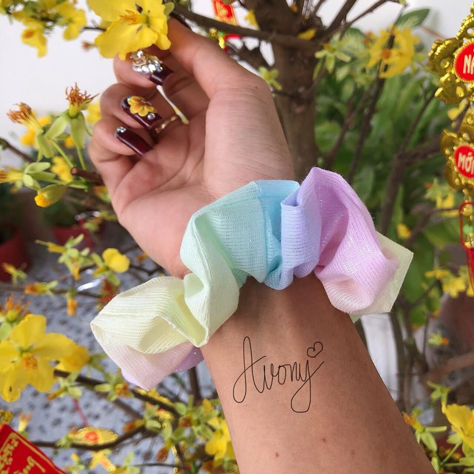 Cột tóc Scrunchie - Cột màu cầu vòng- vải loang