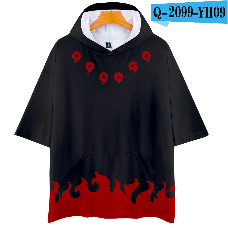 Áo Hoodie Ngắn Tay In Họa Tiết Naruto 3D Cá Tính Xịn * 👌