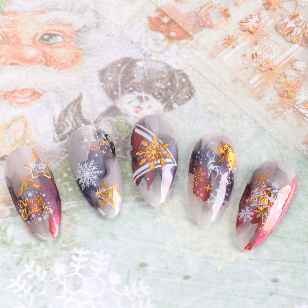 [Hàng mới về] Miếng dán móng trang trí 3D thiết kế theo chủ đề giáng sinh