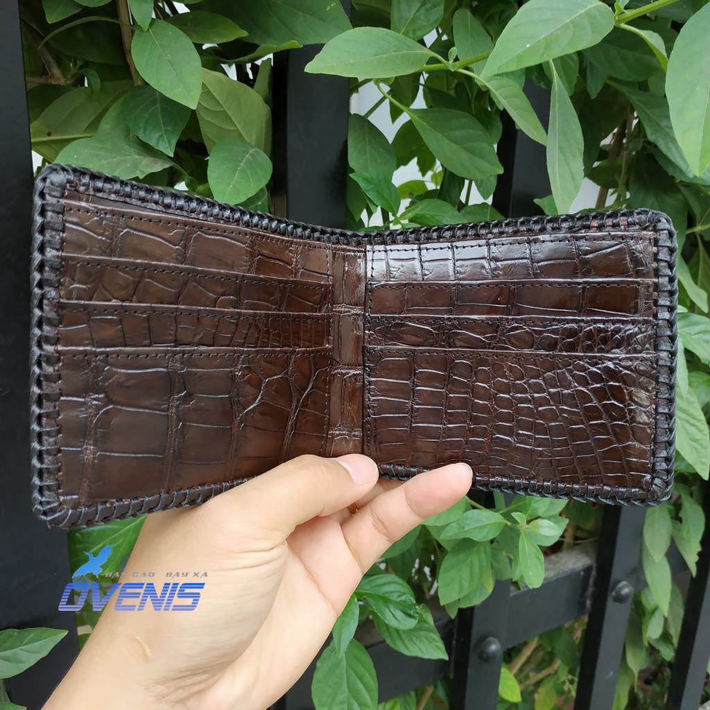 Ví Nam Da Cá Sấu.  Đan Viền Thủ Công Chắc Chắn!