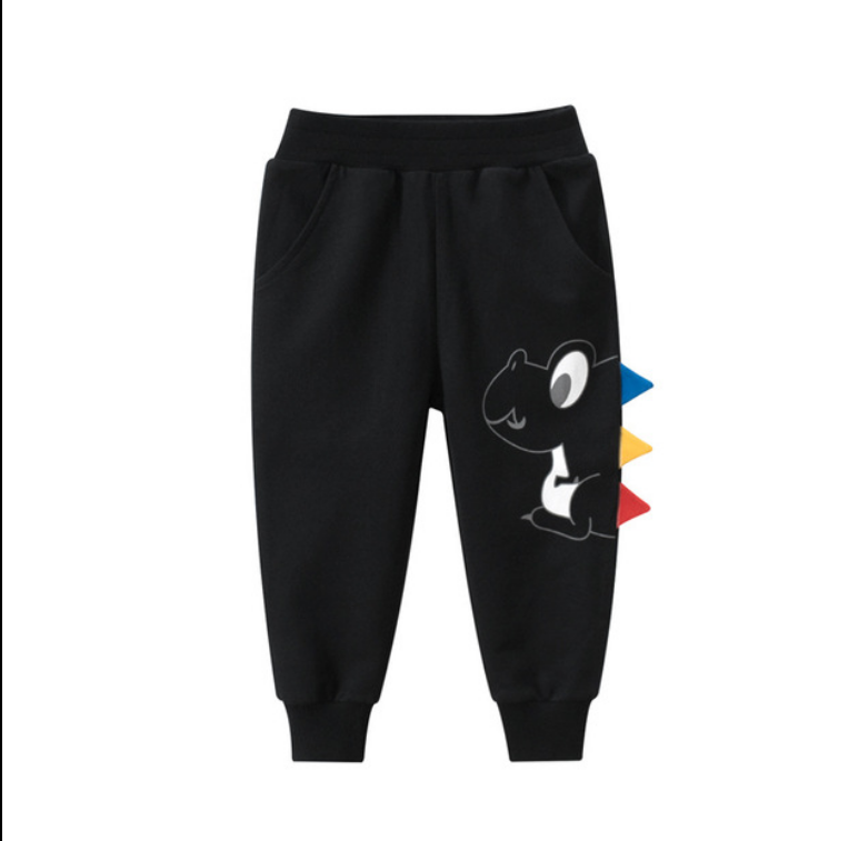 Children's Pants Sweatpants Autumn and Winter Pocket 3D Dinosaur Pattern Design Ready Stock