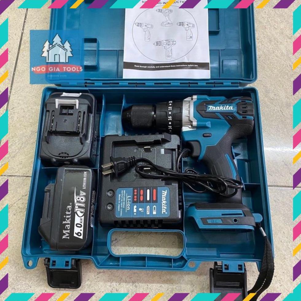 Khoan Pin Makita 118v không chổi than, Động cơ kích từ, Pin 10 Cell  . .