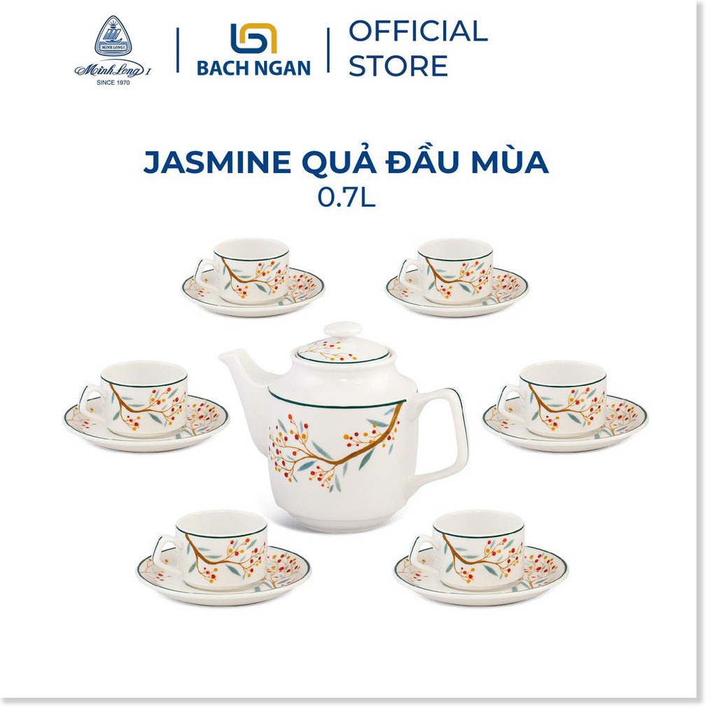 Bộ Ấm Trà Gốm Sứ Cao Cấp Minh Long 0.7 L Jasmine Quả đầu - Gốm sứ cao cấp Minh Long I