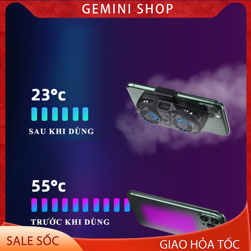 Quạt tản nhiệt điện thoại 2 quạt sò nóng lạnh memo AH102 Gaming giá rẻ GEMINI SHOP