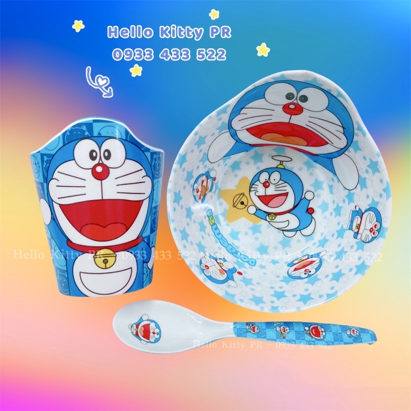 Set muỗng, ly, tô 3D Doremon Doraemon