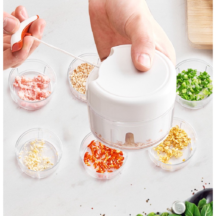 Dụng Cụ Xay Tỏi Ớt Bằng Tay FOOD CHOPPER Tiện Dụng, Máy Xay Thực Phẩm Cầm Tay